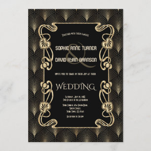 goudkunst Deco Great Gatsby Wedding Kaart