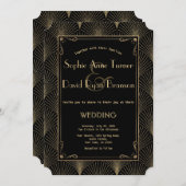 goudkunst Deco Great Gatsby Wedding Kaart (Voorkant / Achterkant)