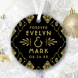  goudkunst Deco Wedding Monogram Foto Ornament