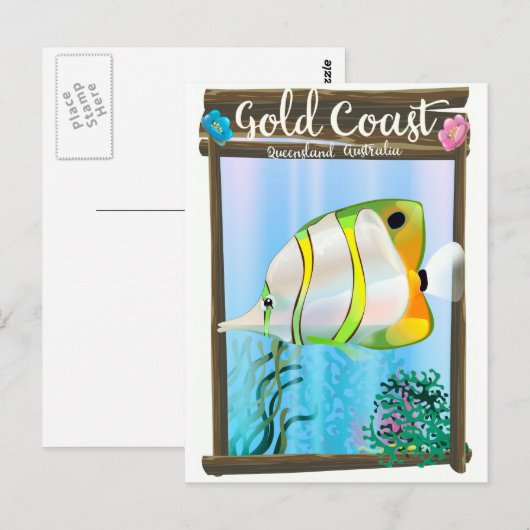 Goudkust Australië reisposter. Briefkaart (Voorkant / Achterkant)