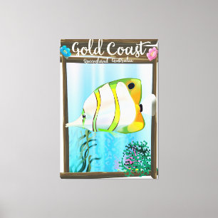 Goudkust Australië reisposter. Canvas Afdruk