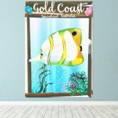Goudkust Australië reisposter. Canvas Afdruk (Insitu (Houten vloer))