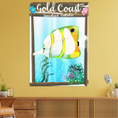 Goudkust Australië reisposter. Canvas Afdruk (Insitu (Woonkamer))