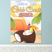 Goudkust, Australië reisposter Canvas Afdruk (Insitu (Houten vloer))