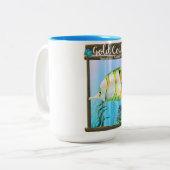 Goudkust Australië reisposter. Tweekleurige Koffiemok (Voorkant links)