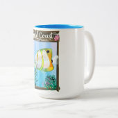 Goudkust Australië reisposter. Tweekleurige Koffiemok (Voorkant rechts)