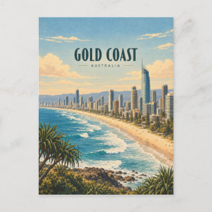 Goudkust Australië Vintage Reis Kunst Briefkaart