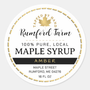 Goudlebben met gedopte rand Traditionele Maple Syr Ronde Sticker