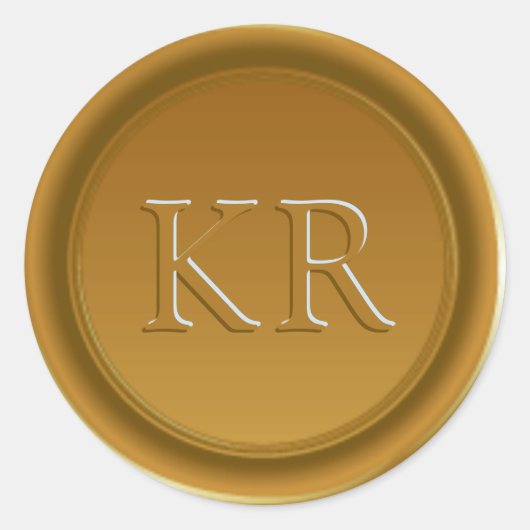  goudlegant monogram waszegel ronde sticker (Voorkant)