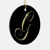Goudletter G Monogram Initiaal Ornament Fan Pull (Rechts)