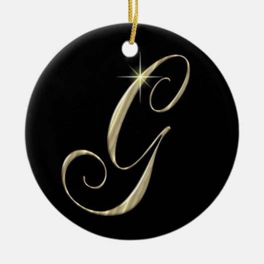 Goudletter G Monogram Initiaal Ornament Fan Pull (Voorkant)