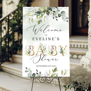 Goudletters groene foliage boho welkomstteken poster