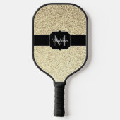 Goudlichte zachte faux glitter sparter Monogram Pickleball Paddle (Achterkant)