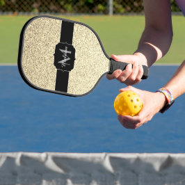 Goudlichte zachte faux glitter sparter Monogram Pickleball Paddle