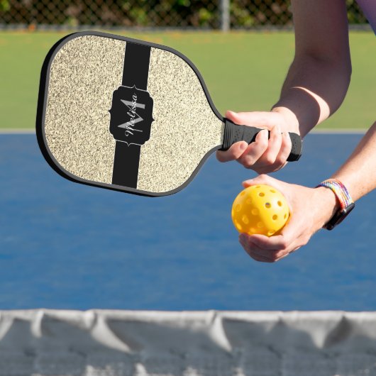 Goudlichte zachte faux glitter sparter Monogram Pickleball Paddle (Insitu)