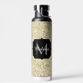 Goudlichte zachte faux glitter sparter Monogram Waterfles (Links)