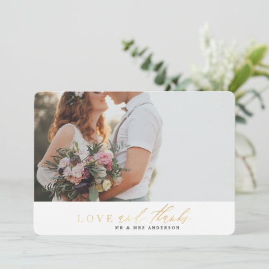 Goudliefde en bedankt bruiloft bedankt voor je kaa (Staand voorkant)