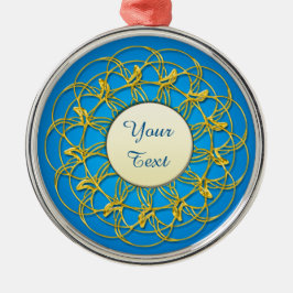 Goudliercirkel met witte cirkel met tekst metalen ornament