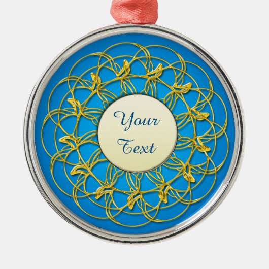 Goudliercirkel met witte cirkel met tekst metalen ornament (Voorkant)