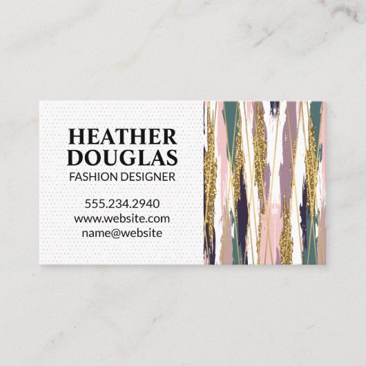 Goudlijnen | Moderne penseelstreken van stijlen Visitekaartje (Voorkant)