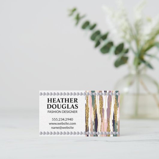 Goudlijnen | Penseelstreken | Diamanten Visitekaartje (Staand voorkant)
