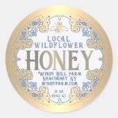 goudLijst met honingetiket voor bijen en bloemen Ronde Sticker (Voorkant)