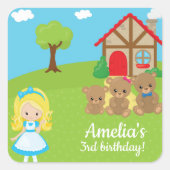 Goudlokje en Drie Beren Sprookjestijd Vierkante Sticker (Voorkant)