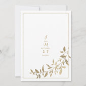 Goudlooienbloem traditionele witte bruiloft kaart (Achterkant)