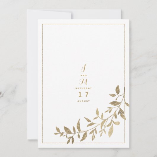 Goudlooienbloem traditionele witte bruiloft kaart (Achterkant)