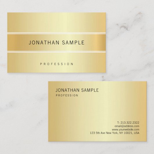 Goudlook elegant, moderne, eenvoudige aangepaste S Visitekaartje (Voorkant / Achterkant)