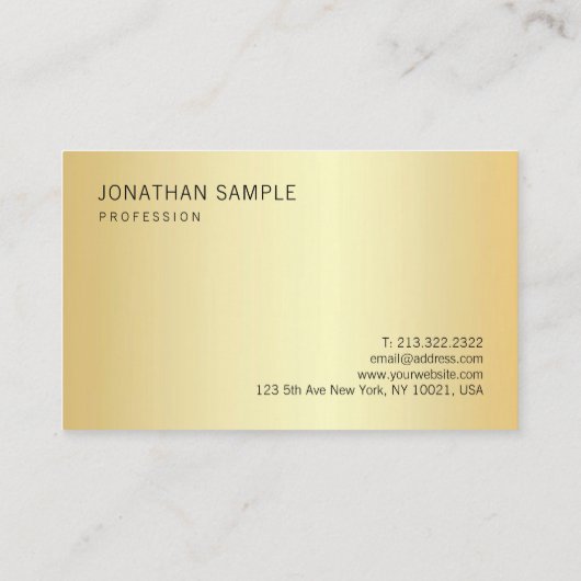 Goudlook elegant, moderne, eenvoudige aangepaste S Visitekaartje (Achterkant)