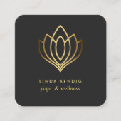 Goudlotus | Grijs | wellness spa massage yoga Vierkante Visitekaartje (Voorkant)