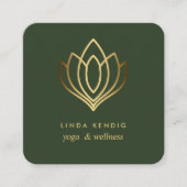 Goudlotus | Groen | wellness spa massage yoga Vierkante Visitekaartje (Voorkant)