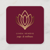 Goudlotus | marsala | wellness spa massage yoga vierkante visitekaartje (Voorkant)