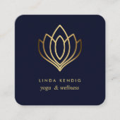 Goudlotus | Navy Blue | wellness spa massage yoga Vierkante Visitekaartje (Voorkant)
