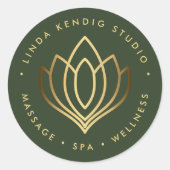 Goudlotus yoga | Groen | wellness massage spa Ronde Sticker (Voorkant)