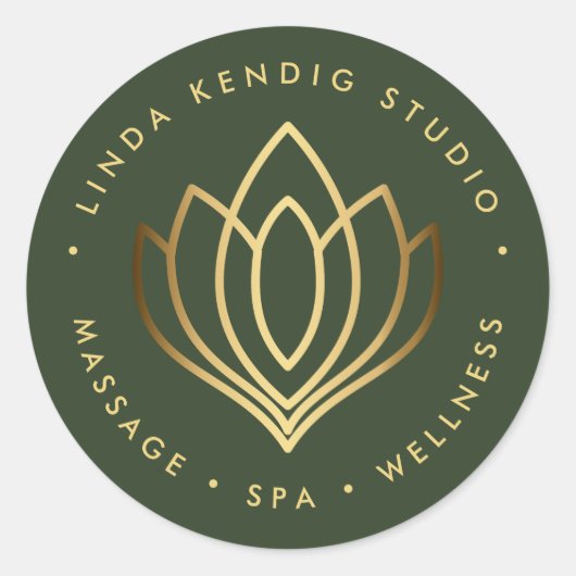 Goudlotus yoga | Groen | wellness massage spa Ronde Sticker (Voorkant)