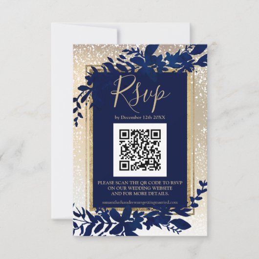 goudmaanblauw blaassneeuw elegant winter QR rsvp (Voorkant)