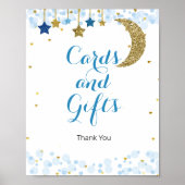 goudmaanblauwe Waterverf Kaarten en cadeauborden Poster (Voorkant)