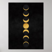 Goudmaanfasen zwarte gestructureerde achtergrond poster (Voorkant)