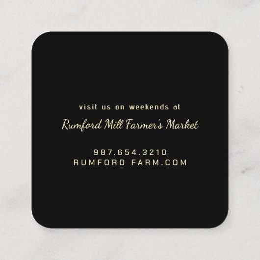 Goudmaaswijdte op zwarte maaswijdtemeter vierkante visitekaartje (Achterkant)