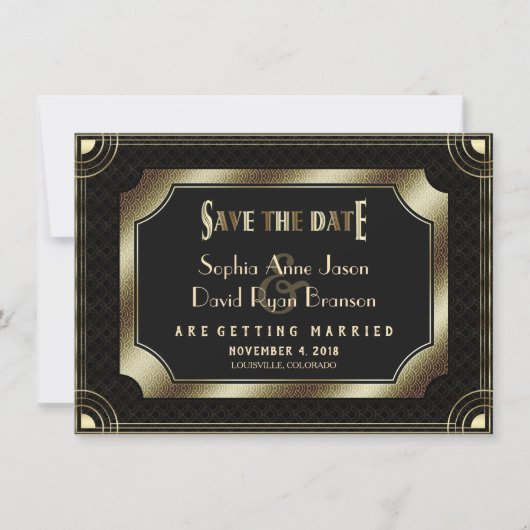  goudmaffia art deco Wedding Save The Date (Voorkant)