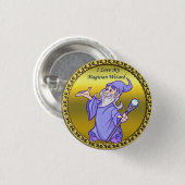 Goudmagische tovenaar paarse tovenaar ronde button 3,2 cm (Voorkant /achterkant)