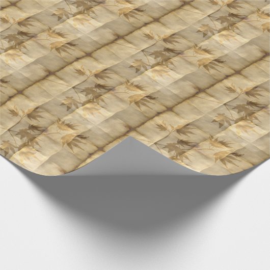 Goudmakelaarbladeren op perkamentpapier cadeaupapier (Hoek)