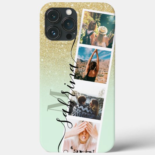goudmakreel 4 collage naam minmonogram Case-Mate iPhone case (Achterkant)