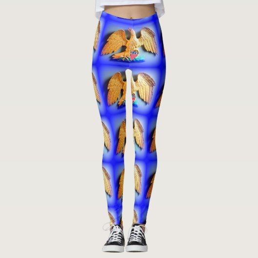 goudmakreel blauw leggings (Voorkant)