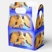 goudmakreel op blauw snoep tin bedankdoosjes (Geopend)