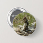 Goudmantelgrondeekhoorn bij Glacier I Ronde Button 5,7 Cm (Voorkant /achterkant)