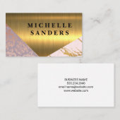 goudmarmer | Damask Pattern Roos | goudmetaal Visitekaartje (Voorkant / Achterkant)