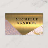 goudmarmer | Damask Pattern Roos | goudmetaal Visitekaartje (Voorkant)